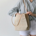 Korean Style Straw Woven Bag Casual Woven Fresh Style One-Shoulder ins Summer Fresh Style Bucket Bag Handbag for Women