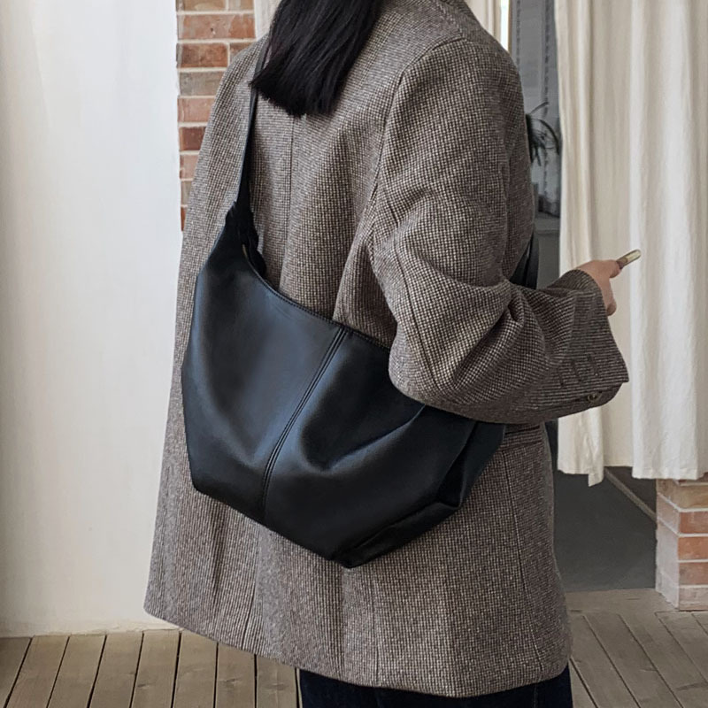 Women's bag Korean style large capacity dumpling bag soft leather tote bag fashionable shoulder bag messenger bag