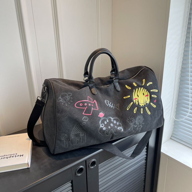 Graffiti personalized travel bag trendy storage bag travel outdoor luggage bag casual large capacity portable messenger bag