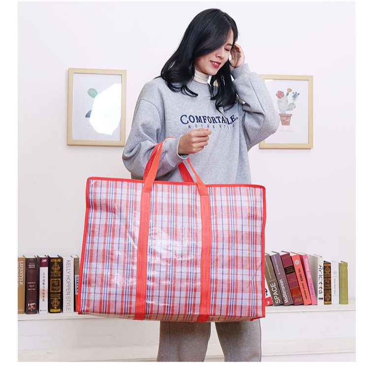 Plaid moving bag large thickened Plaid packing bag waterproof storage bag cotton quilt woven bag