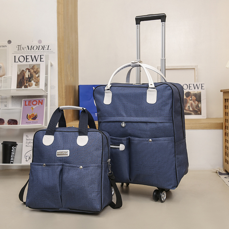 Trolley Bag Women's Large Capacity Luggage Bag Portable Luggage Bag Folding Travel Storage Bag Universal Wheel Printed LOGO