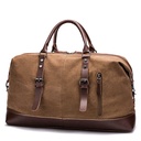 Canvas Travel Bag Men's Imitation Leather PU Outdoor Luggage Travel Fitness Photography Bag Large Capacity Handbag