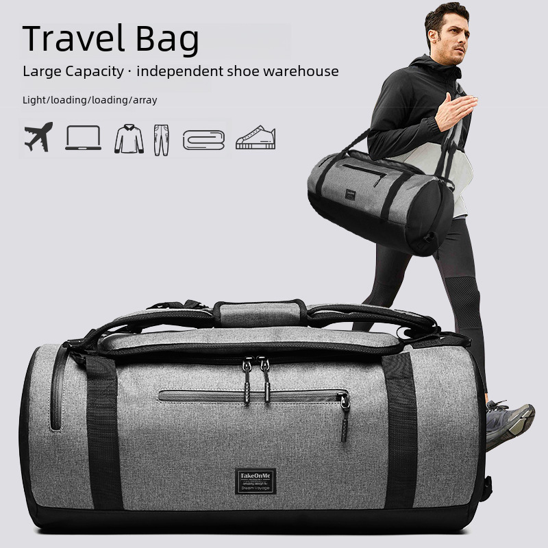 Foldable travel bag portable travel bag wet and dry separation fitness bag shoulder printing