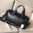 PU leather men's travel bag cylinder waterproof handbag large capacity aircraft luggage bag Sports Fitness Bag