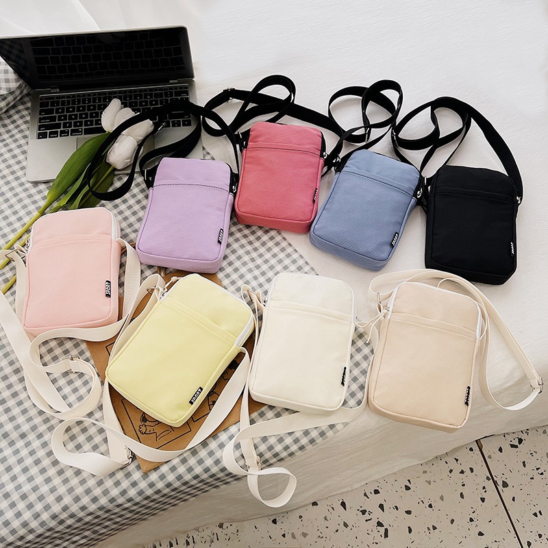Zhongka Summer Street Fashion Neutral Mobile Phone Bag Canvas Macaron Color Girl Bag