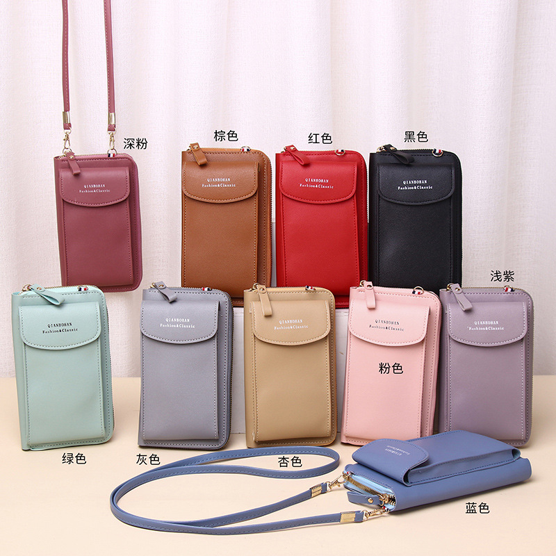 ladies slung mobile phone bag large capacity multi-functional solid color fashion simple shoulder bag