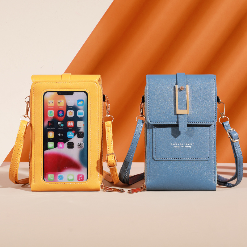 新款手机包斜挎触摸屏手机包包纯色简约钱包单肩包便携卡包批发