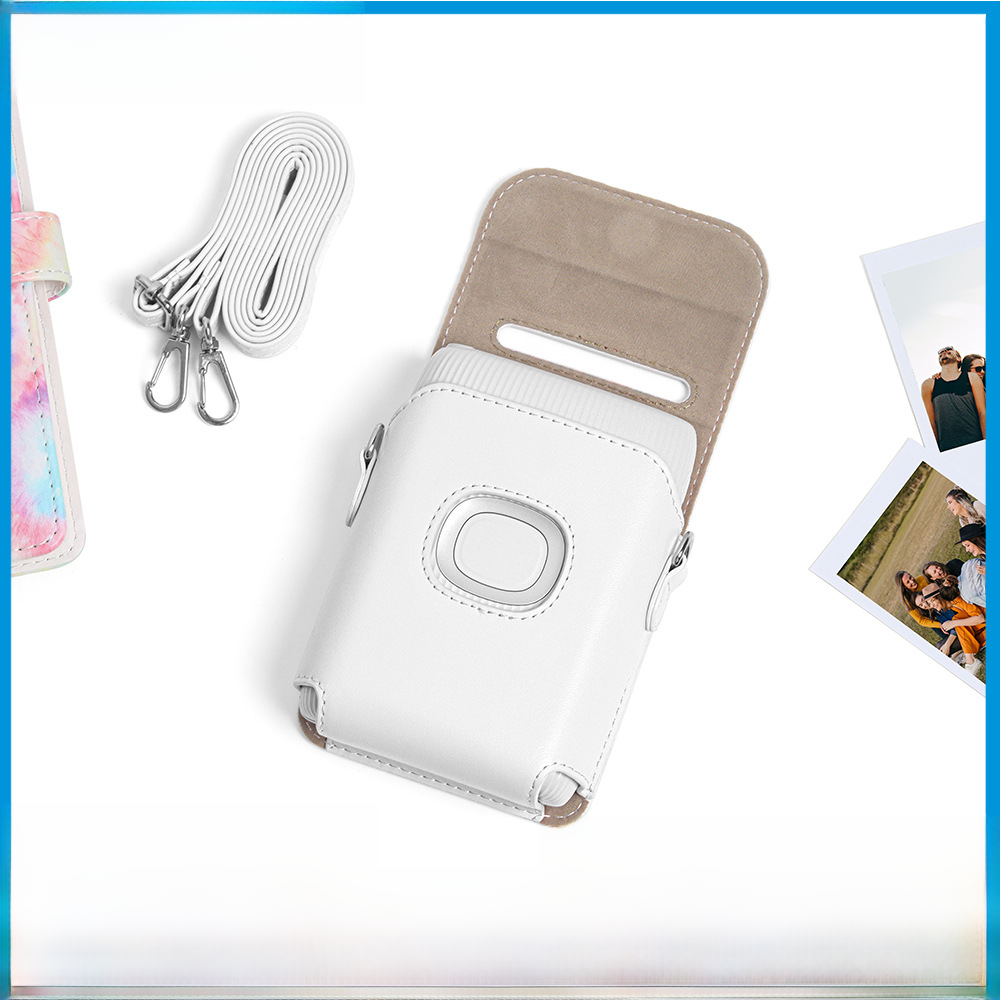 For Polaroid mini link2 printer protective case PU leather bag with shoulder strap storage bag