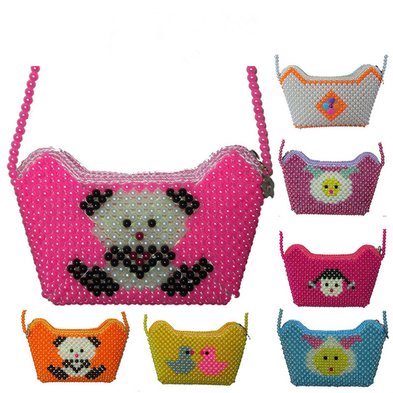 Factory scenic spot stall slung beads shoulder bag cartoon cute ingot bag imitation pearl bag