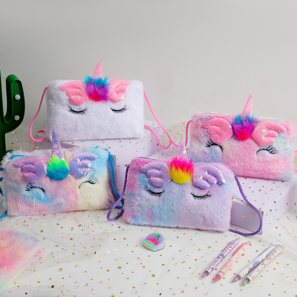 Plush Unicorn Girl Shoulder Bag Cute Children Mini Crossbody Bag Festival Kindergarten Birthday Gift