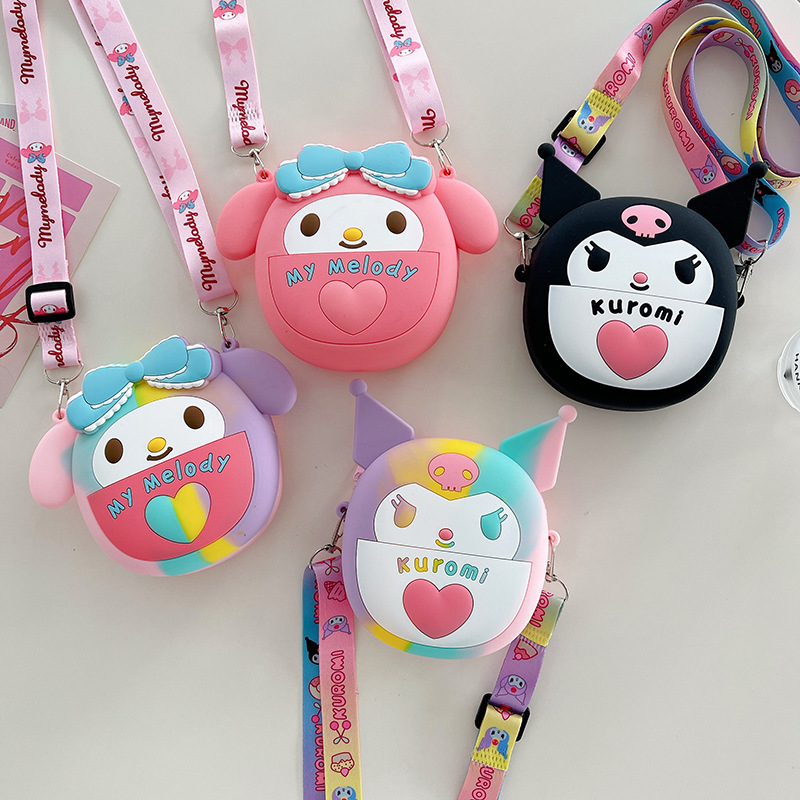 Sanrio Cute Round Bag Library Ruomi Children's Silicone Crossbody Bag Fashion Meruti Little Girl Coin Purse Bag