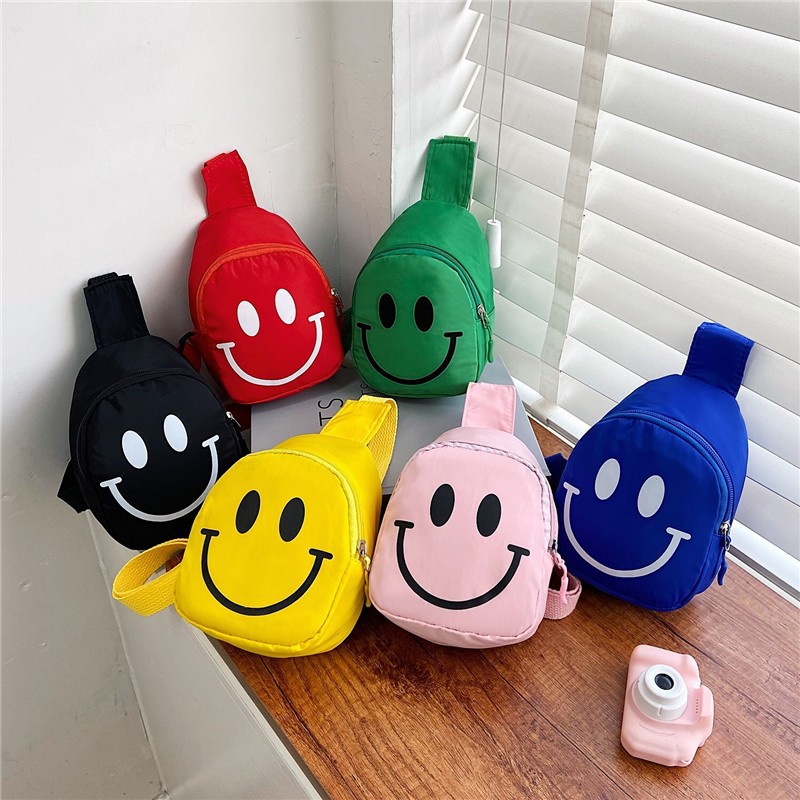 Children's Chest Bag Little Boy Handsome Personalized Smiley Crossbody Bag Sports Outdoor Girl's Casual Small Satchel Coin Purse