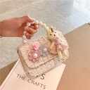 ins Girl Bag Pearl Chanel Style Portable Trendy Bag Woolen Flower Fashion Girl Princess Crossbody Bag
