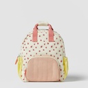 Cotton Canvas Dopamine Strawberry Print Colorblock Cute Children Backpack Schoolbag