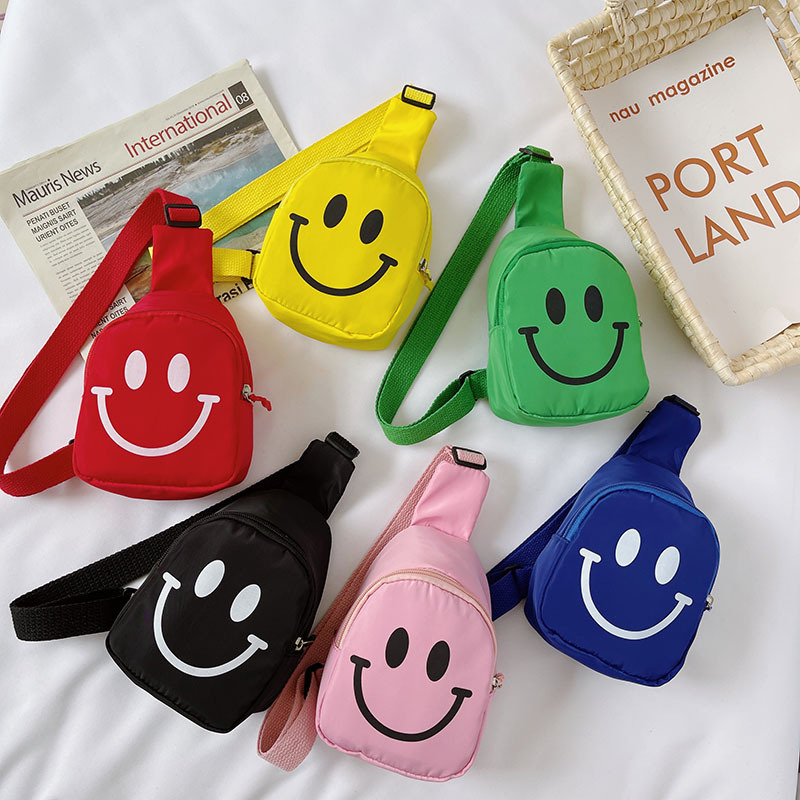 Kindergarten Opening Gift Bag Holiday Travel Children's Small Backpack Western Girl's Chest Bag Internet Celebrant Smiling Face Out Bag