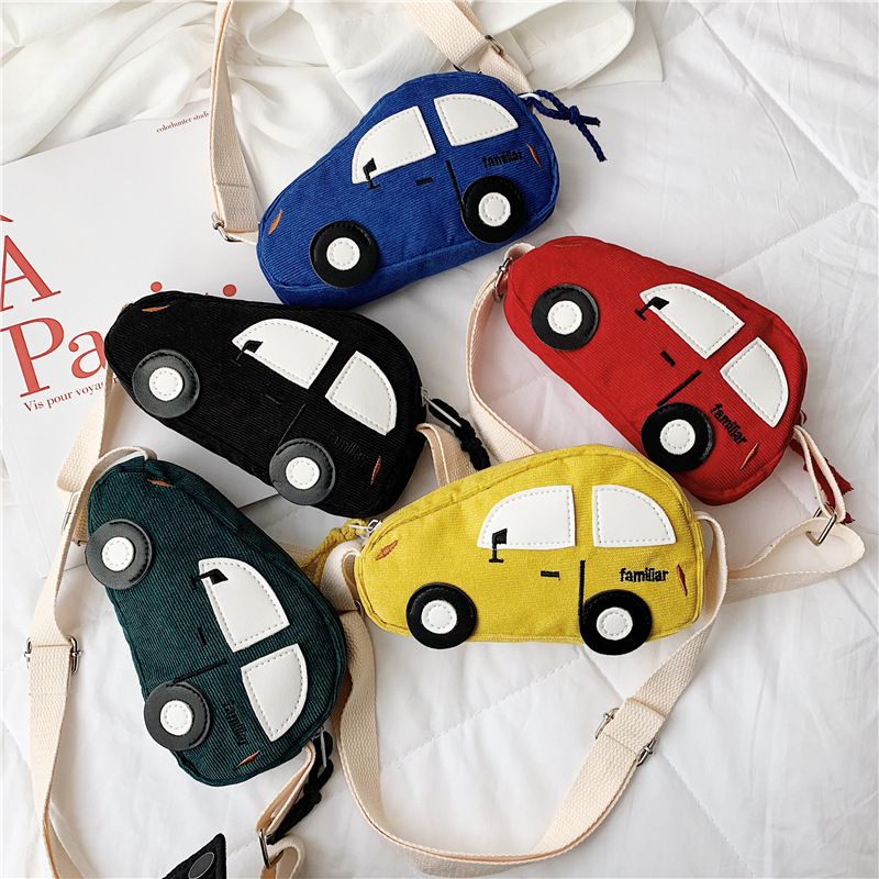 Korean style spring cartoon cute corduroy 3D CAR children's bag baby change accessories bag fashion