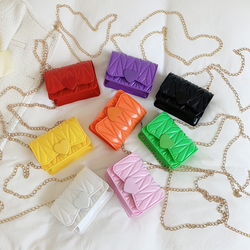 Korean Style Children's Crossbody Bag Instagram Girls Coin Purse Silicone Peach Heart Bag Women's Mini Chain Bag
