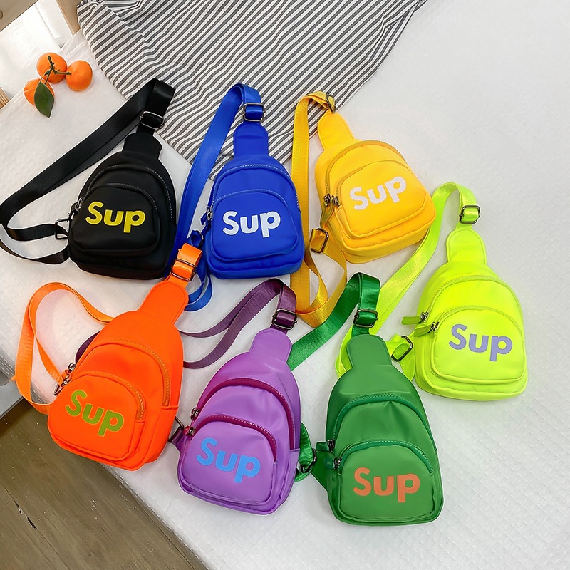 Cute Kindergarten Schoolbag Korean Cartoon Children's Chest Bag Children's Nylon Change Backpack Snack Crossbody Bag