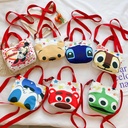 ins Canvas Bag Children's Bag Korean Style Small Satchel Graffiti Shoulder Portable Cartoon Accessories Bag Cute LOGO