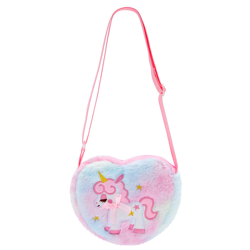 Spot little girl cartoon shoulder bag love unicorn messenger bag children's cute plush bag
