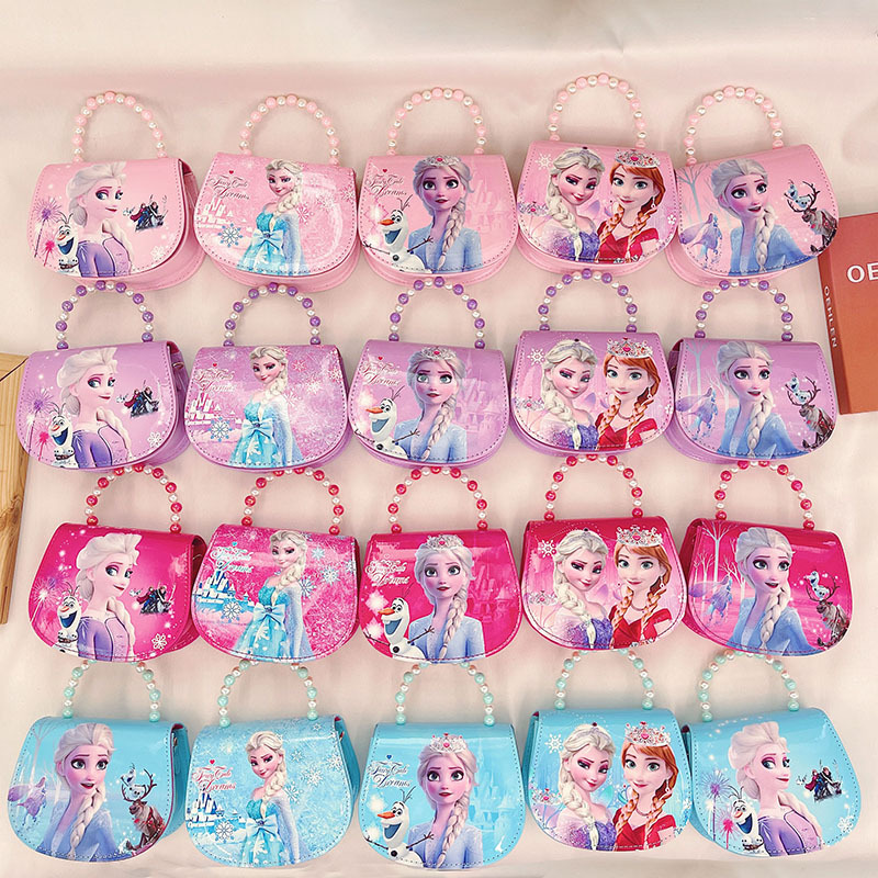 Korean style Aisha ice and snow beads handbag shoulder messenger bag children's bag coin purse cartoon bag