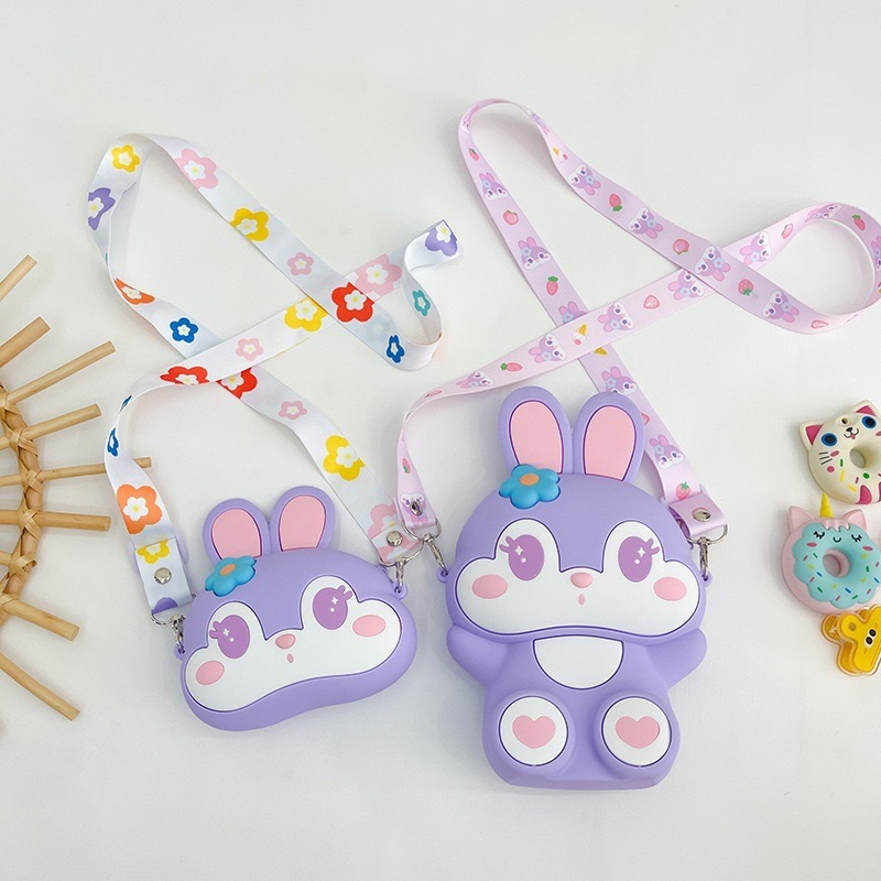 Cute Cute Rabbit bag children's silicone coin purse Internet celebrity messenger bag cartoon gift cartoon bag