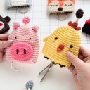 Factory direct hand-woven key protective cover Pig cartoon wool knitted cute car key bag