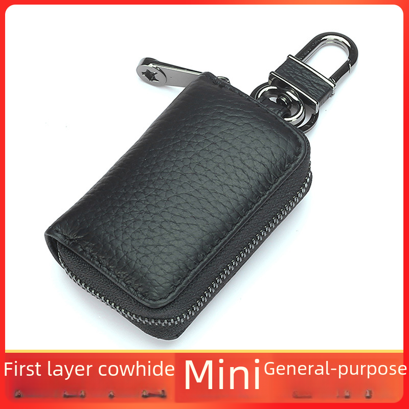 car key bag men's mini men's and women's logo genuine leather carkeyholder zipper key bag compact