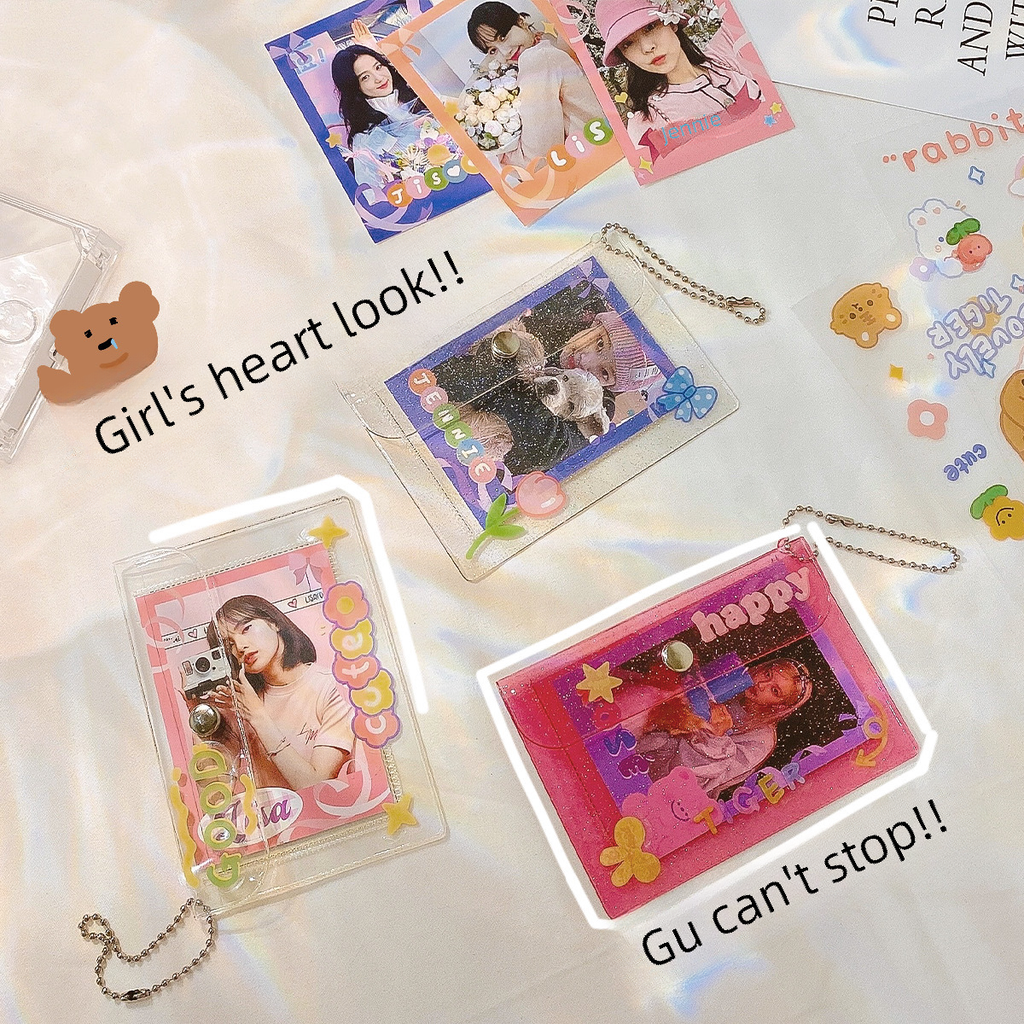 Art Blue Creative Transparent Card Bag Simple DIY Storage Bag Mini Portable Coin Purse Instagram Girls Heart Goo Card Case