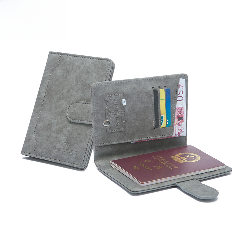跨境2023新款RFID护照包简约搭扣多功能证件包男女出国旅行护照夹