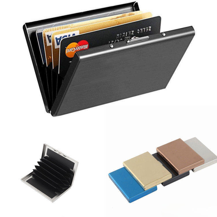 Factory discount card box stainless steel card holder credit card box black stainless steel bank card box metal card holder