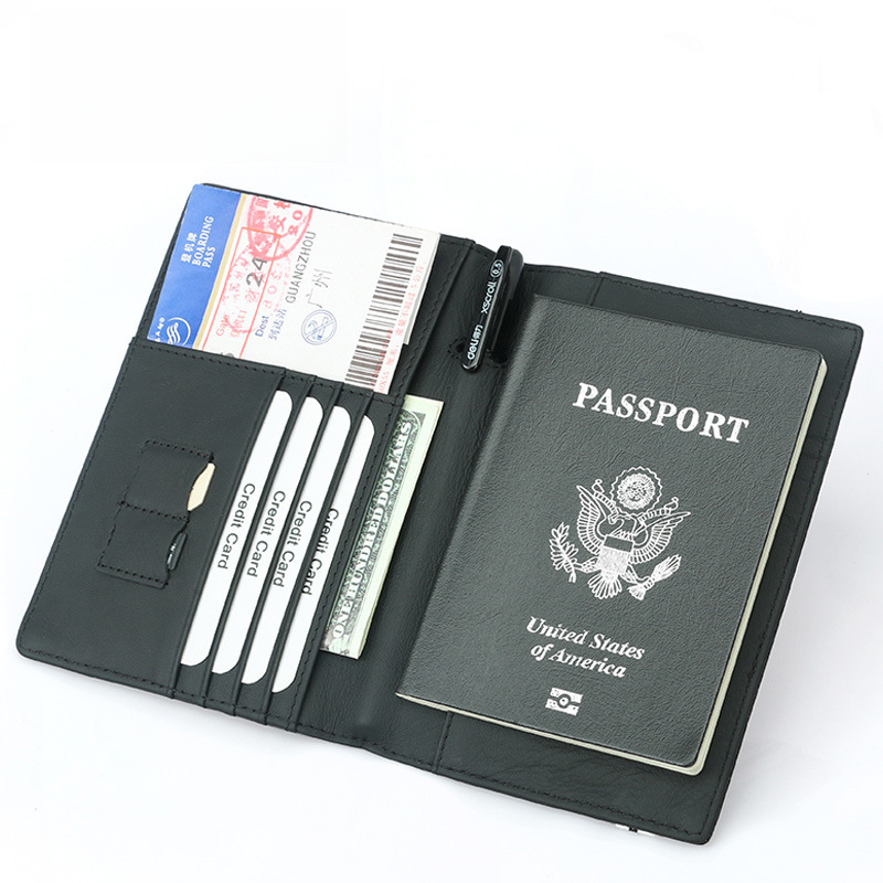 RFID passport book Creative first layer cowhide elastic band multi-card ID bag passport ID set