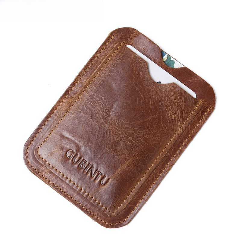 GUBINTU genuine leather card holder simple driving id bag bus card holder bank card holder coin purse work ID case