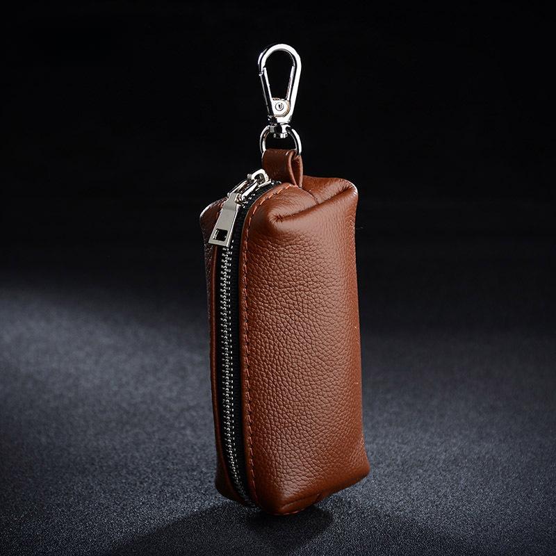 Practical hand-held men's cowhide key case large capacity fashionable women's zipper household universal key case