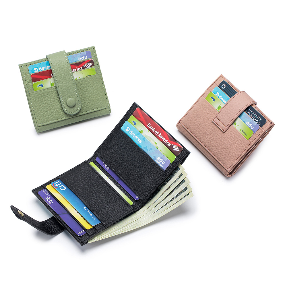 Genuine Leather Women's Short Ultra-thin Small Wallet Korean-style Multi-card Holder Small Top-layer Cowhide Delicate Wallet