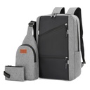 Trendy Three-piece Backpack usb Rechargeable Business Computer Bag Male Multi-functional Student Large Capacity Book