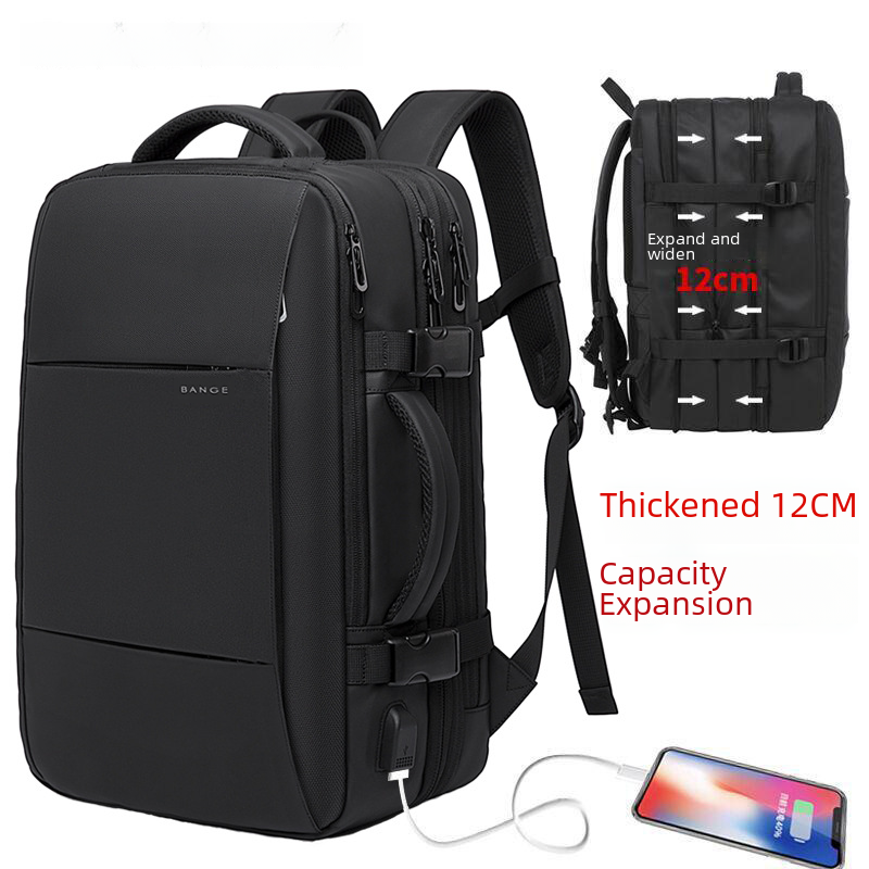 BANGE Backpack Male College Student Computer Backpack Men's Large Capacity Business Travel Waterproof Expandable Men's Bag