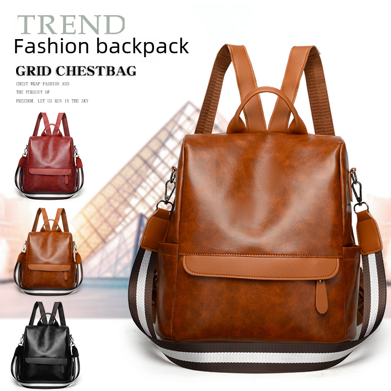 bag Backpack Women's Korean-style Personalized Anti-theft Backpack Fashion Casual Soft Leather Backpack Retro