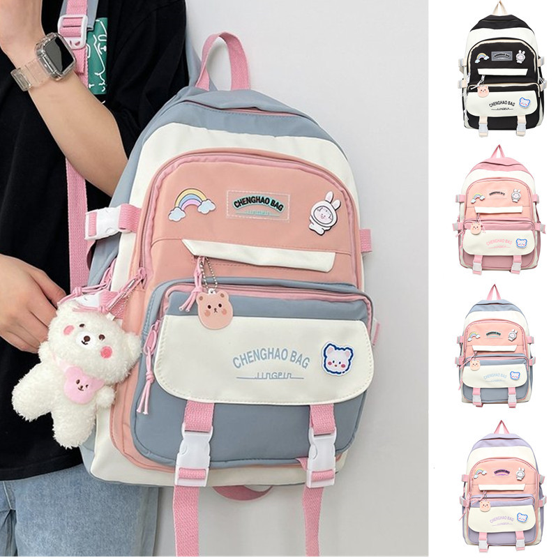 Student Backpack Women's Korean-style Trendy Alphabet Japanese School Bag Outdoor Travel Computer Backpack