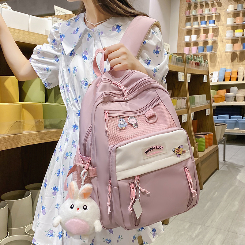 Schoolbag Women's Backpack Junior High School Girl Cartoon Korean High School College Students Grade Three to Five and Six Primary School Backpack