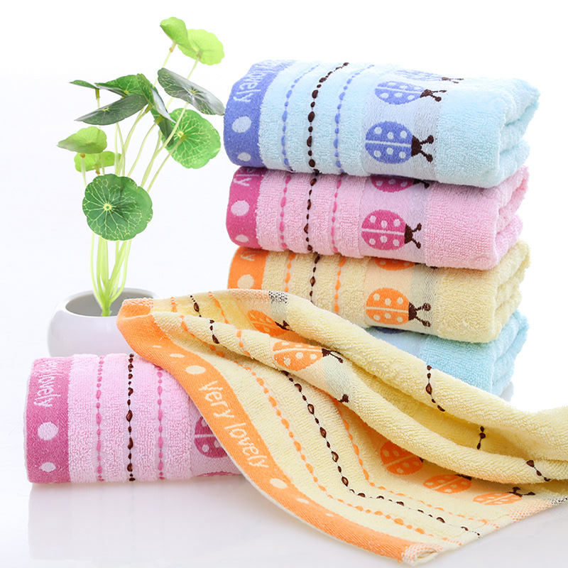 Factory towel return gift cotton soft wash face household absorbent cotton thick face towel seven star ladybug towel