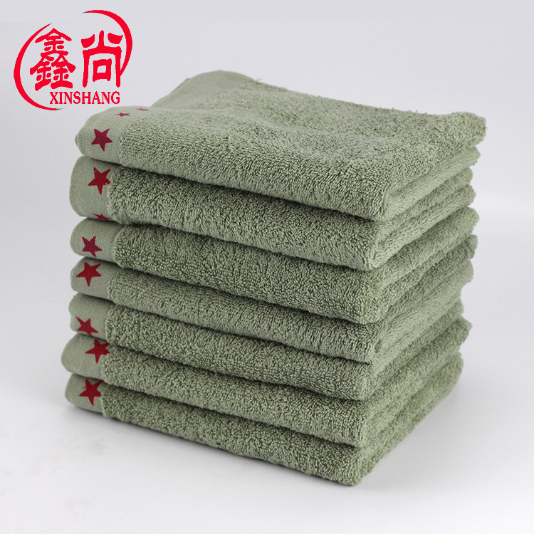 Towel Factory Army Green towel student military training summer camp five-pointed star towel school group building towel