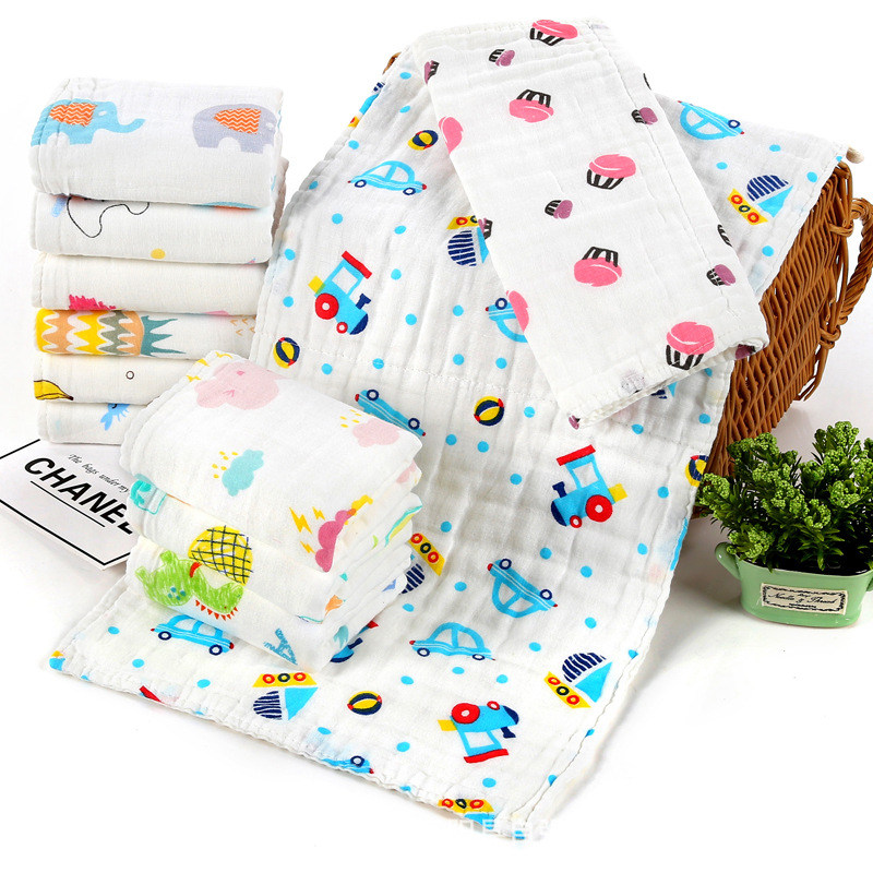 [High-density six-layer gauze children's towel] bubble cotton square towel baby towel children's towel gauze children's towel