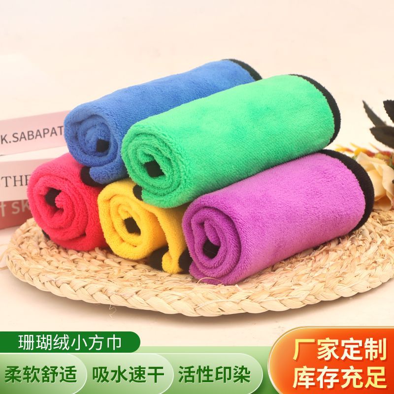 Hanging coral fleece small square towel supermarket cleaning towel absorbent lint-free kitchen cleaning cloth