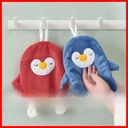 Penguin Towel Coral Fleece Thickened Hanging Towel Hanging Kitchen Rag Cartoon Washing Towel Children's Towel