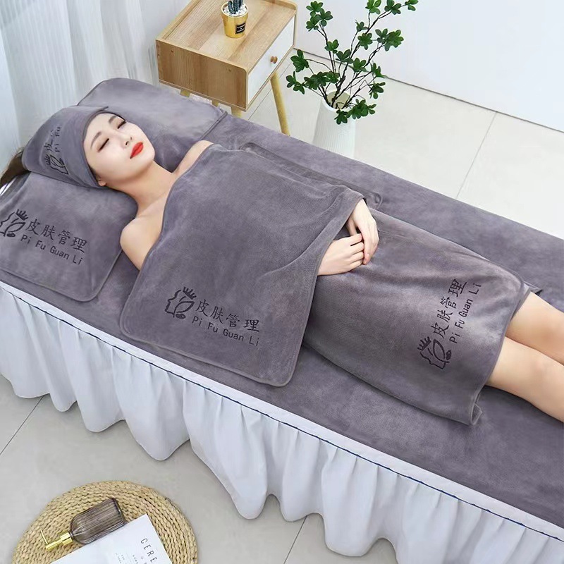 Special towel for beauty salon Skin management bed-making large bath towel turban soft absorbent lint-free logo
