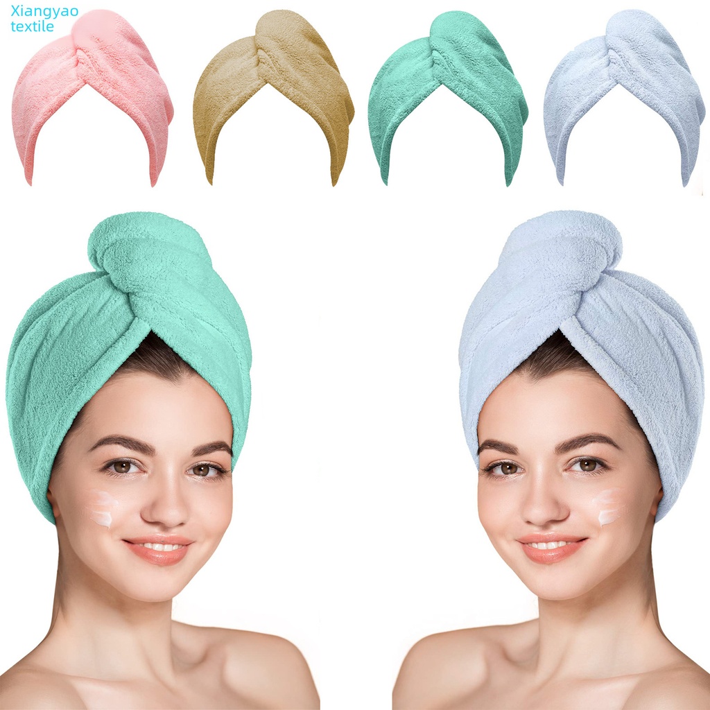 Dry hair cap high density coral fleece wrapped headscarf shampoo headscarf 25*65 wrapped headscarf to provide
