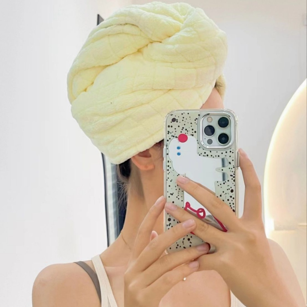 High density coral fleece square shower cap water absorbent dry hair cap quick-drying thick double-layer turban