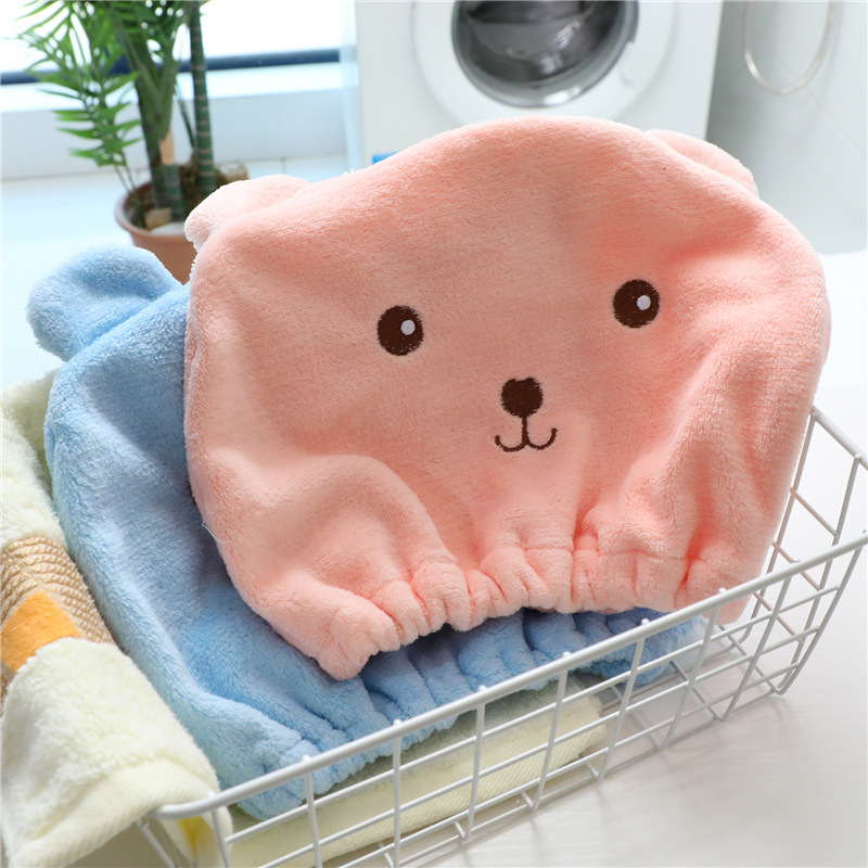 Cartoon bear dry hair cap microfiber absorbent quick-drying towel shower cap wipe hair wrap turban