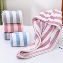 Coral fleece shower cap quick-drying absorbent hair drying towel soft head towel wide striped shower cap headscarf
